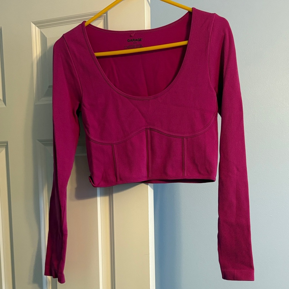 Garage Fuchsia Long Sleeve Crop Top